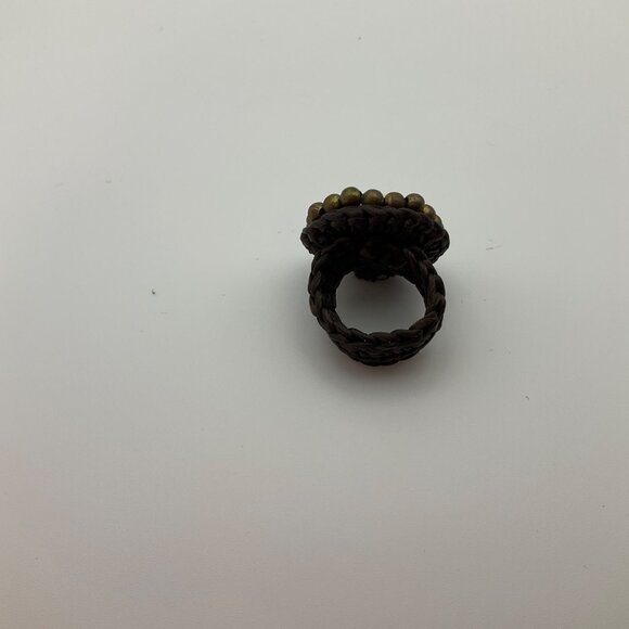 VTG New Old Stock Handmade Ring Sz 7.5 Crochet Natural Shell Coastal Boho - Picture 5 of 8